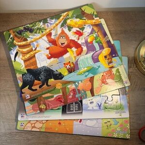 Pack Of 4 Kids Puzzles By Play Monster Inc. USA MADE Seasons/Jungle/Forest/ABC